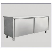 STAINLESS STEEL TABLES WITH SLIDING DOORS AND ADJUSTABLE INTERNAL SHELF